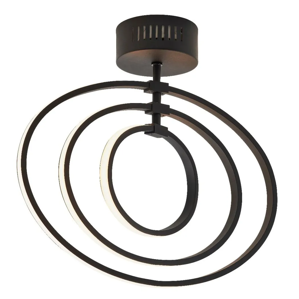 Avali Warm White LED Matt Black Semi Flush Ceiling Light
