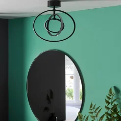 Avali Warm White LED Matt Black Semi Flush Ceiling Light