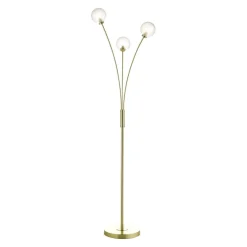 Avari Ice Crystal and Satin Brass 152cm 3 Light Floor Lamp