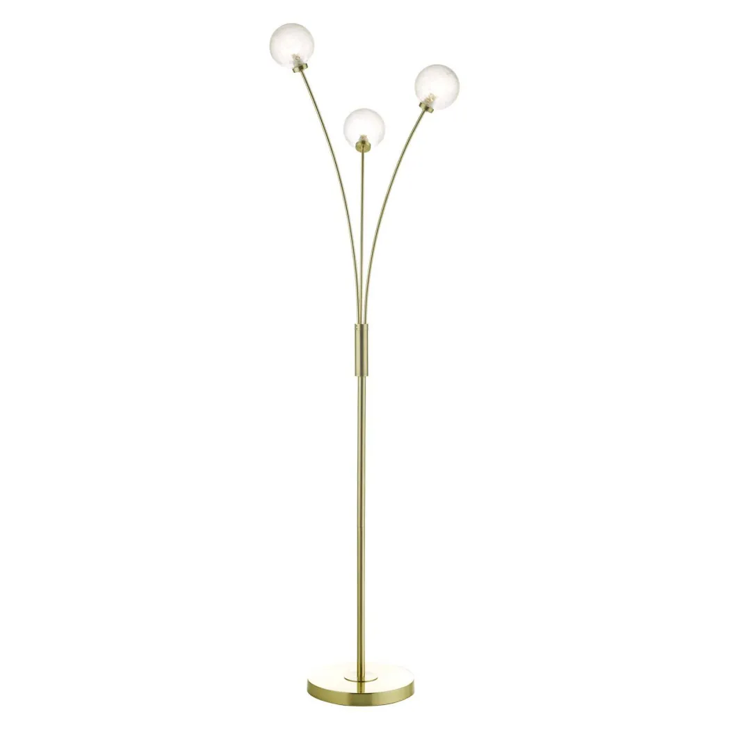 Avari Ice Crystal and Satin Brass 152cm 3 Light Floor Lamp