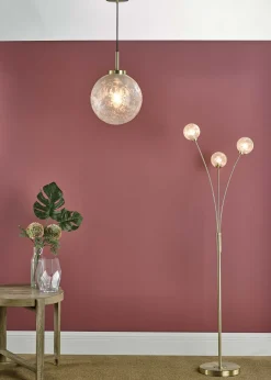 Avari Ice Crystal and Satin Brass 152cm 3 Light Floor Lamp