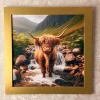 Baby Highland Cow Artwork with Gold Frame
