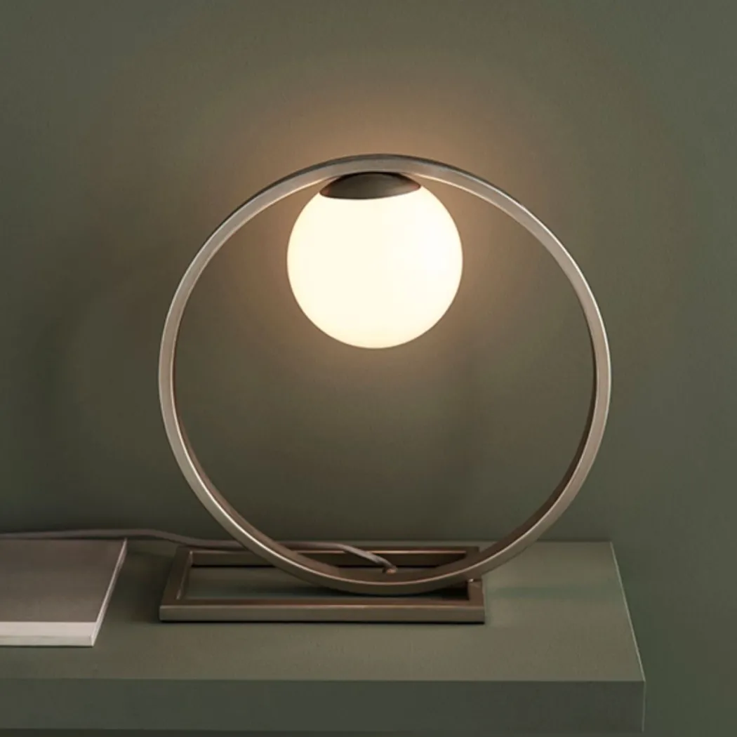 Bacqe Brushed Silver and Opal Table Lamp
