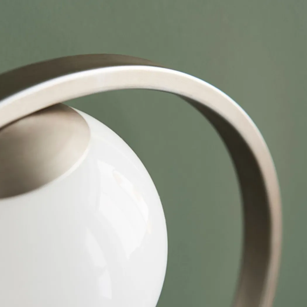 Bacqe Brushed Silver and Opal Table Lamp