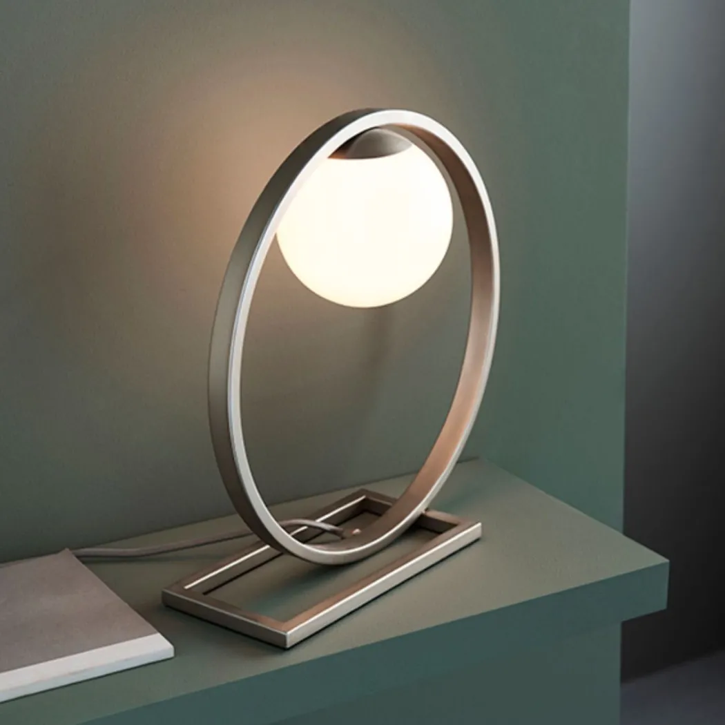 Bacqe Brushed Silver and Opal Table Lamp