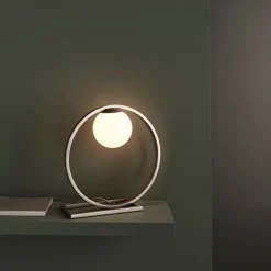 Bacqe Brushed Silver and Opal Table Lamp