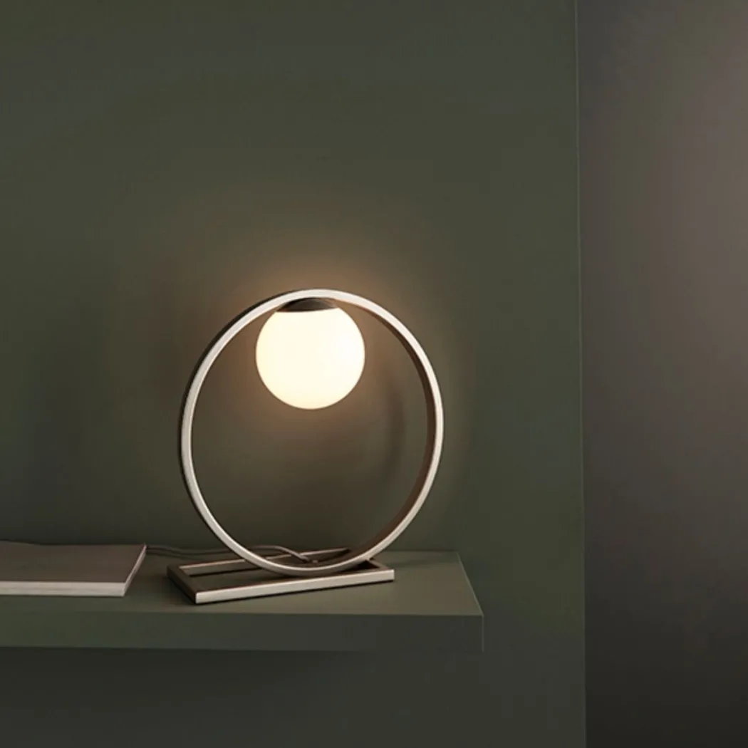 Bacqe Brushed Silver and Opal Table Lamp