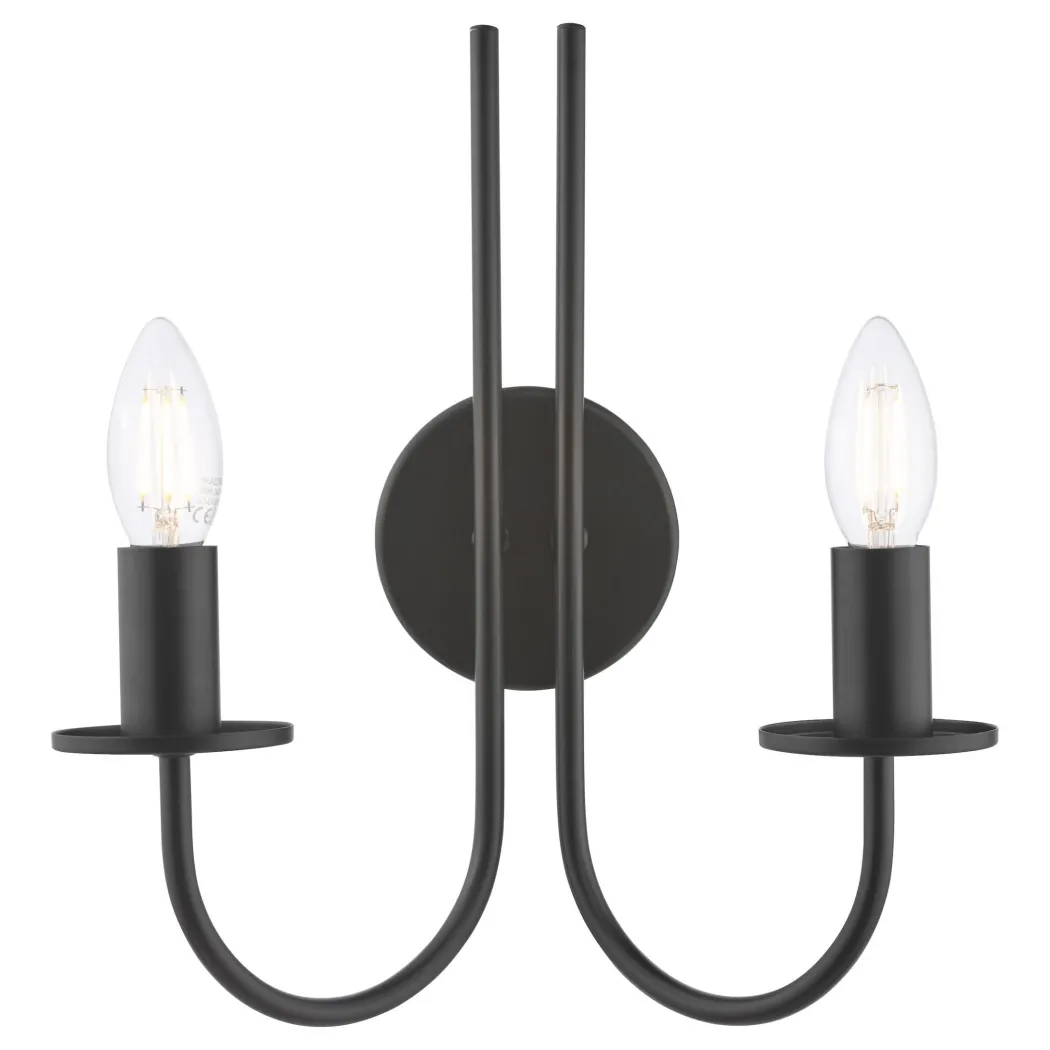 Becca 2 Light Matte Black Wall Light