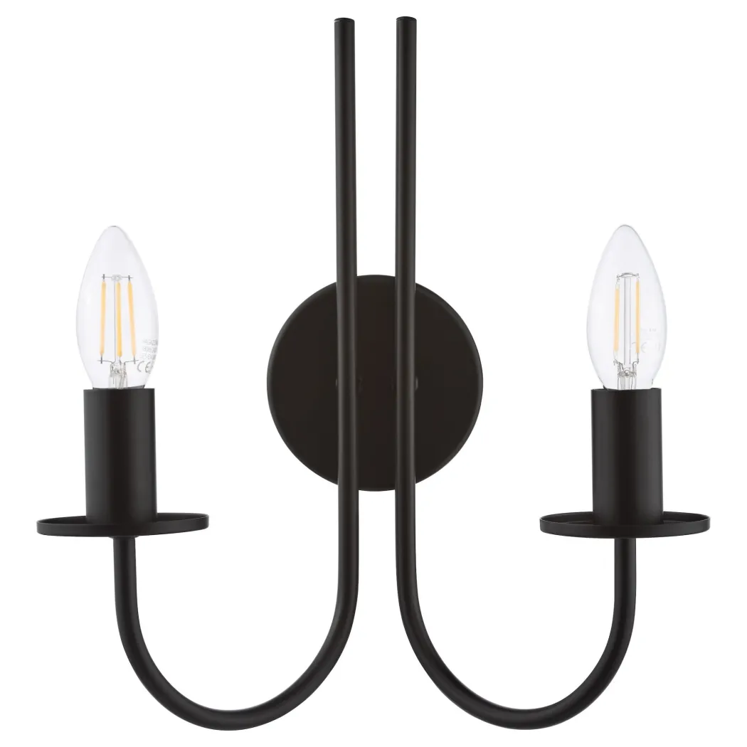 Becca 2 Light Matte Black Wall Light