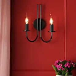 Becca 2 Light Matte Black Wall Light