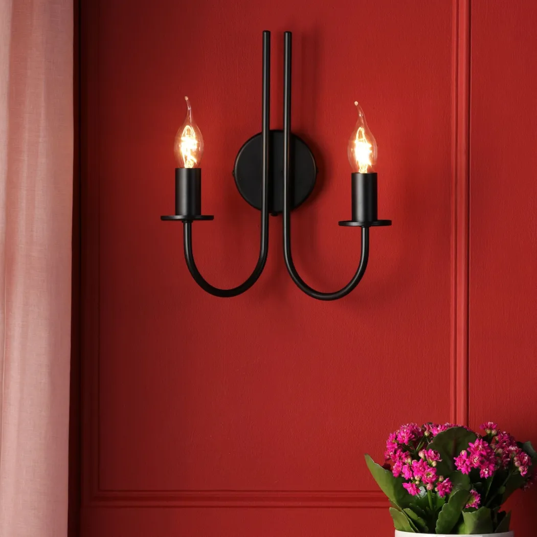Becca 2 Light Matte Black Wall Light