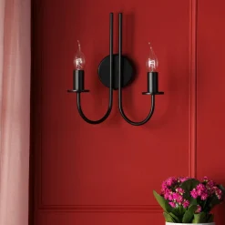 Becca 2 Light Matte Black Wall Light