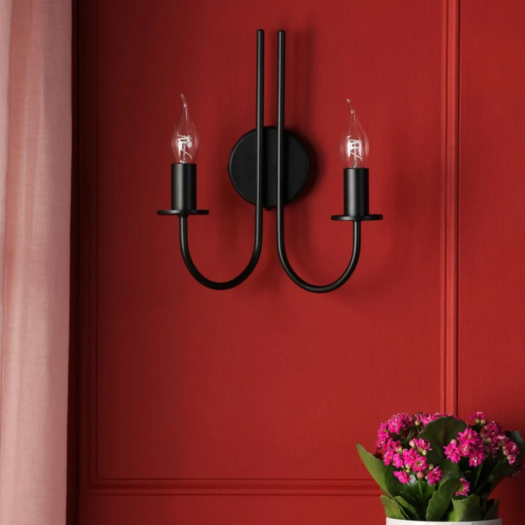 Becca 2 Light Matte Black Wall Light