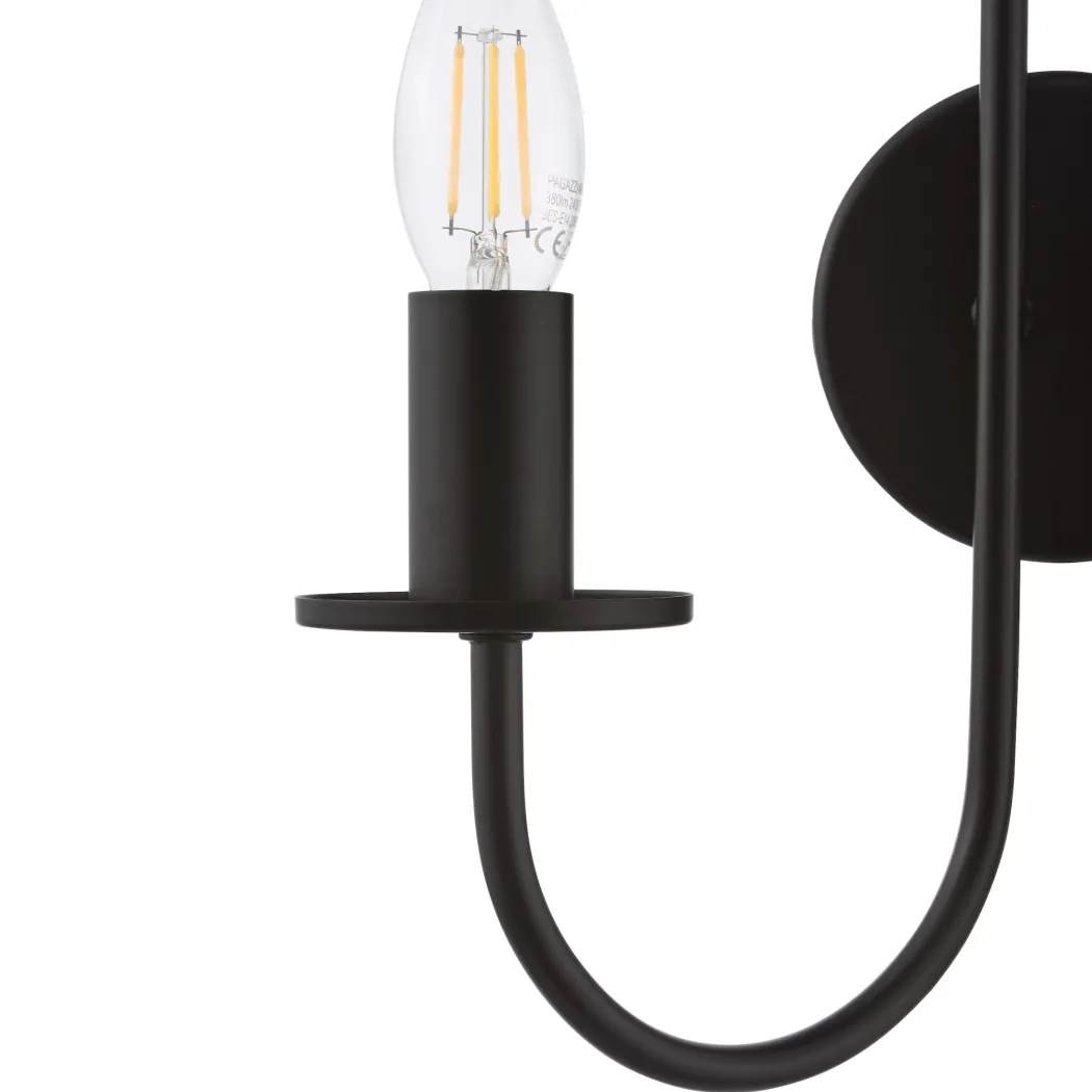 Becca 2 Light Matte Black Wall Light