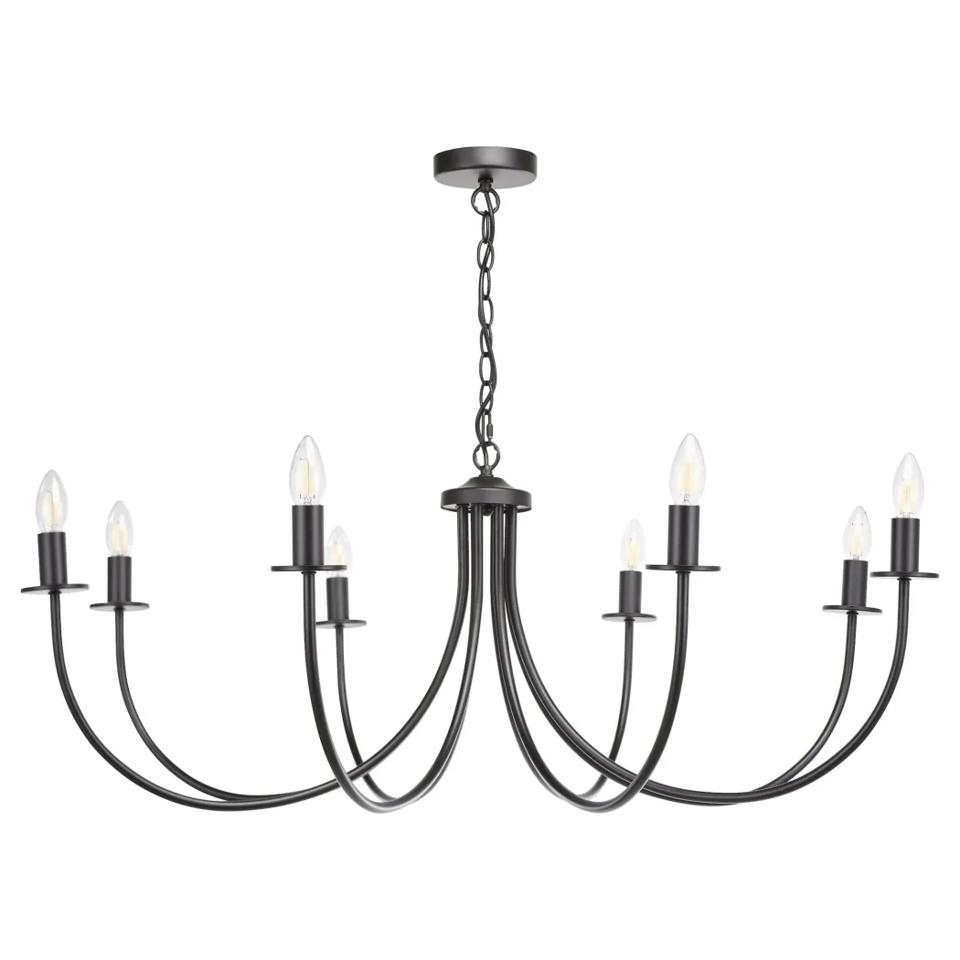 Becca 8 Light Matte Black Chandelier Ceiling Light