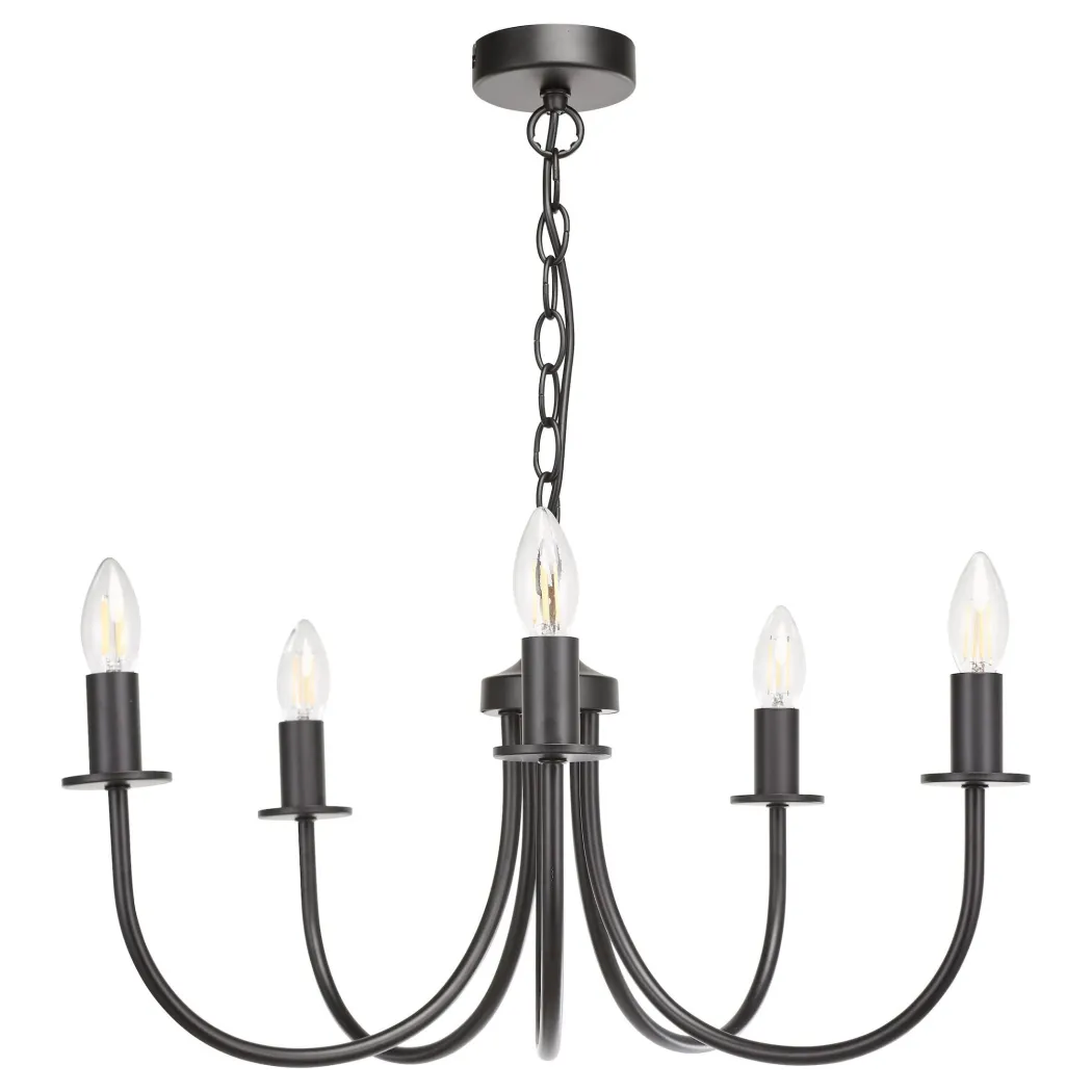 Becca 5 Light Matte Black Chandelier Ceiling Light