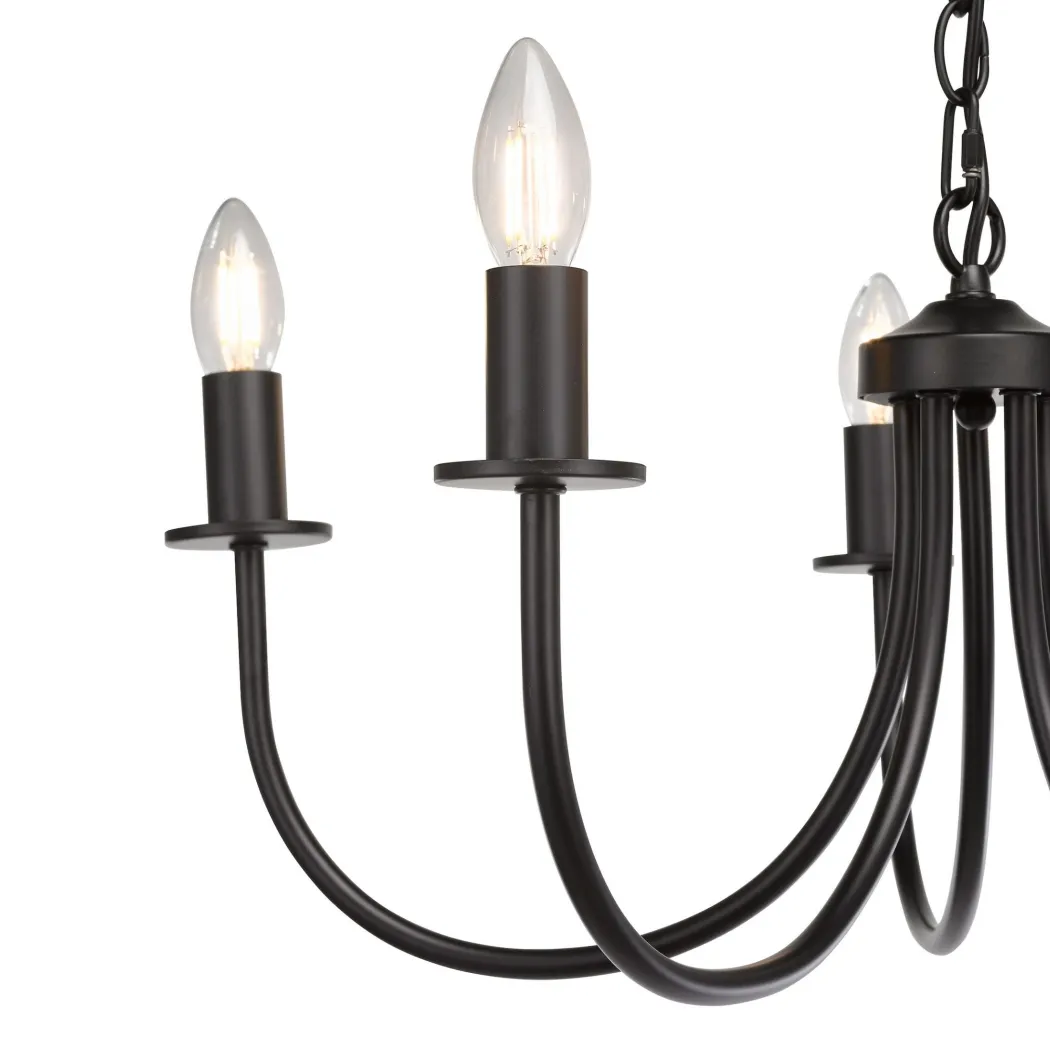 Becca 5 Light Matte Black Chandelier Ceiling Light