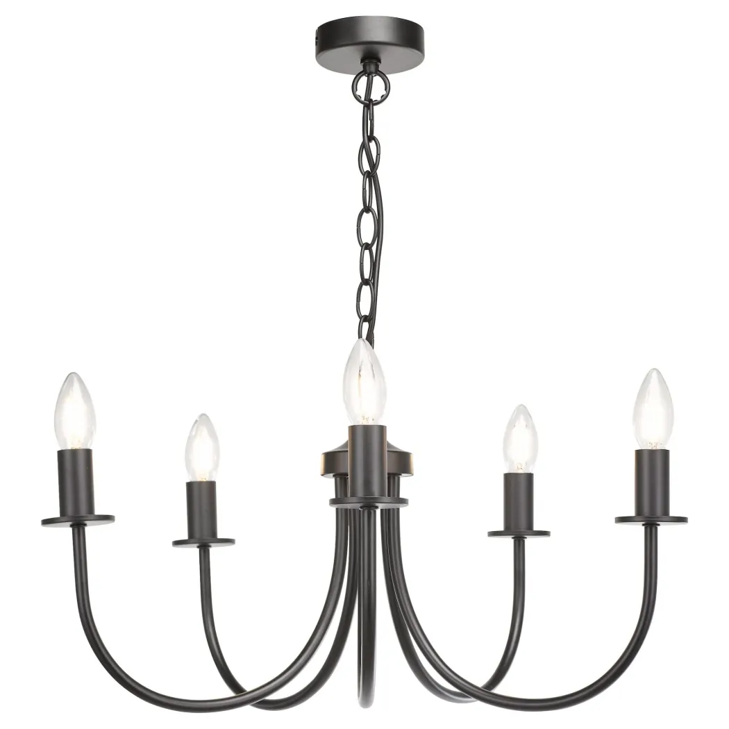 Becca 5 Light Matte Black Chandelier Ceiling Light