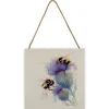 Bees on Thistle Small Wooden Hanging Block