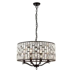 Belle 8 Light Dark Bronze & Crystal Pendant Ceiling Light