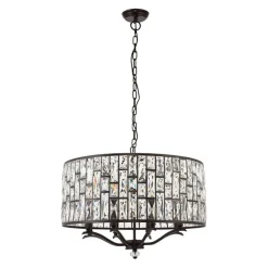 Belle 8 Light Dark Bronze & Crystal Pendant Ceiling Light
