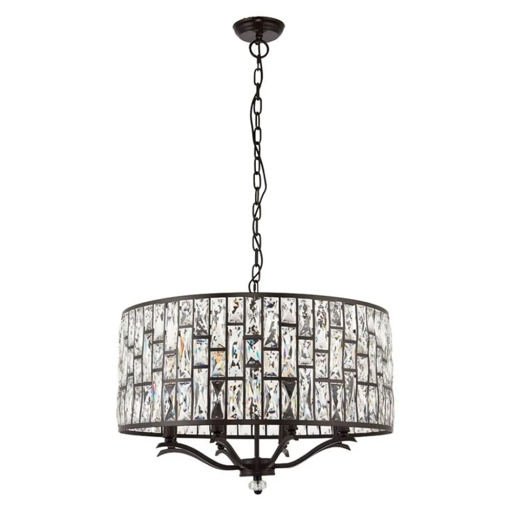 Belle 8 Light Dark Bronze & Crystal Pendant Ceiling Light