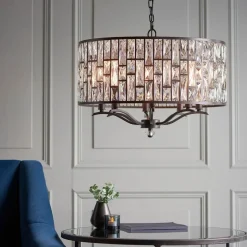 Belle 8 Light Dark Bronze & Crystal Pendant Ceiling Light