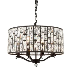 Belle 8 Light Dark Bronze & Crystal Pendant Ceiling Light