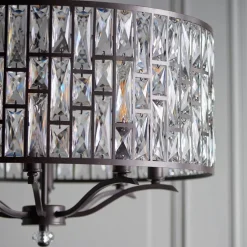 Belle 8 Light Dark Bronze & Crystal Pendant Ceiling Light