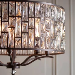 Belle 8 Light Dark Bronze & Crystal Pendant Ceiling Light