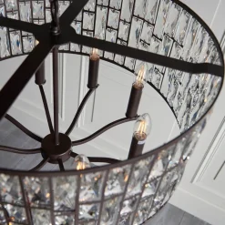 Belle 8 Light Dark Bronze & Crystal Pendant Ceiling Light
