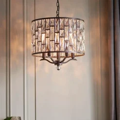 Belle 5 Light Dark Bronze & Crystal Pendant Ceiling Light