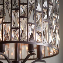 Belle 5 Light Dark Bronze & Crystal Pendant Ceiling Light