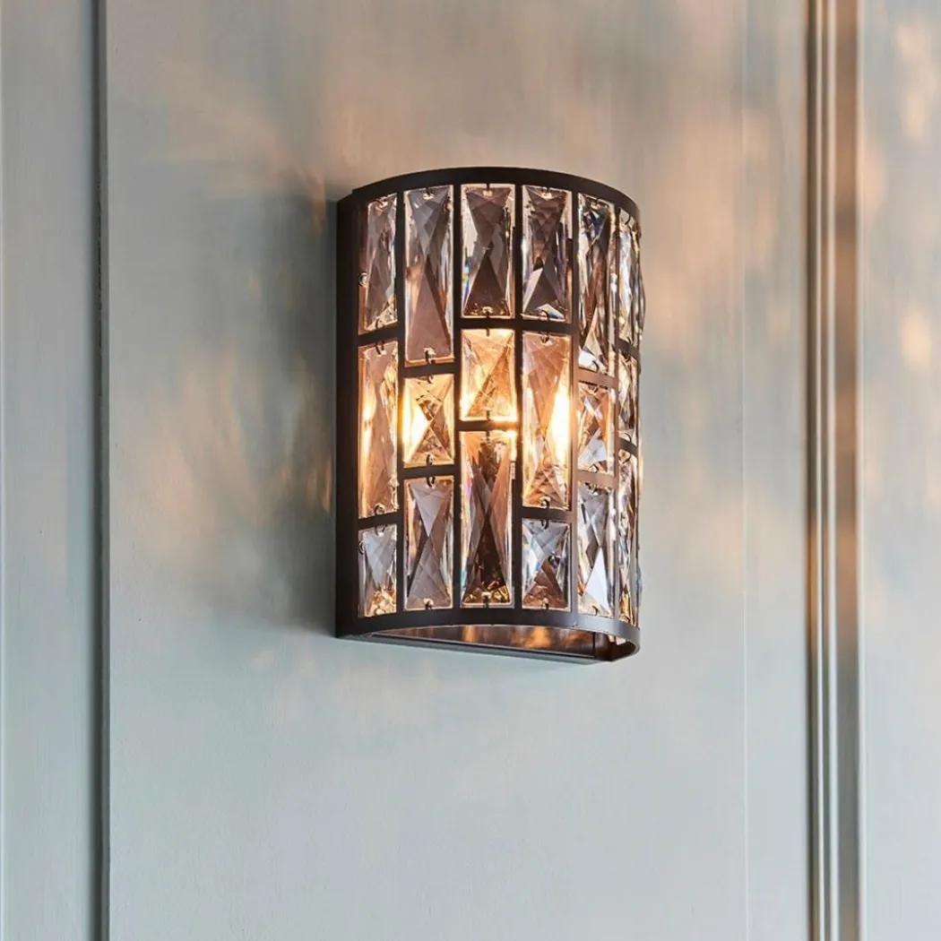 Belle Dark Bronze & Crystal Wall Light