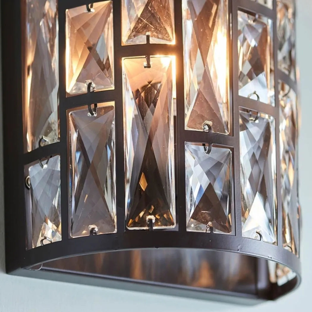 Belle Dark Bronze & Crystal Wall Light