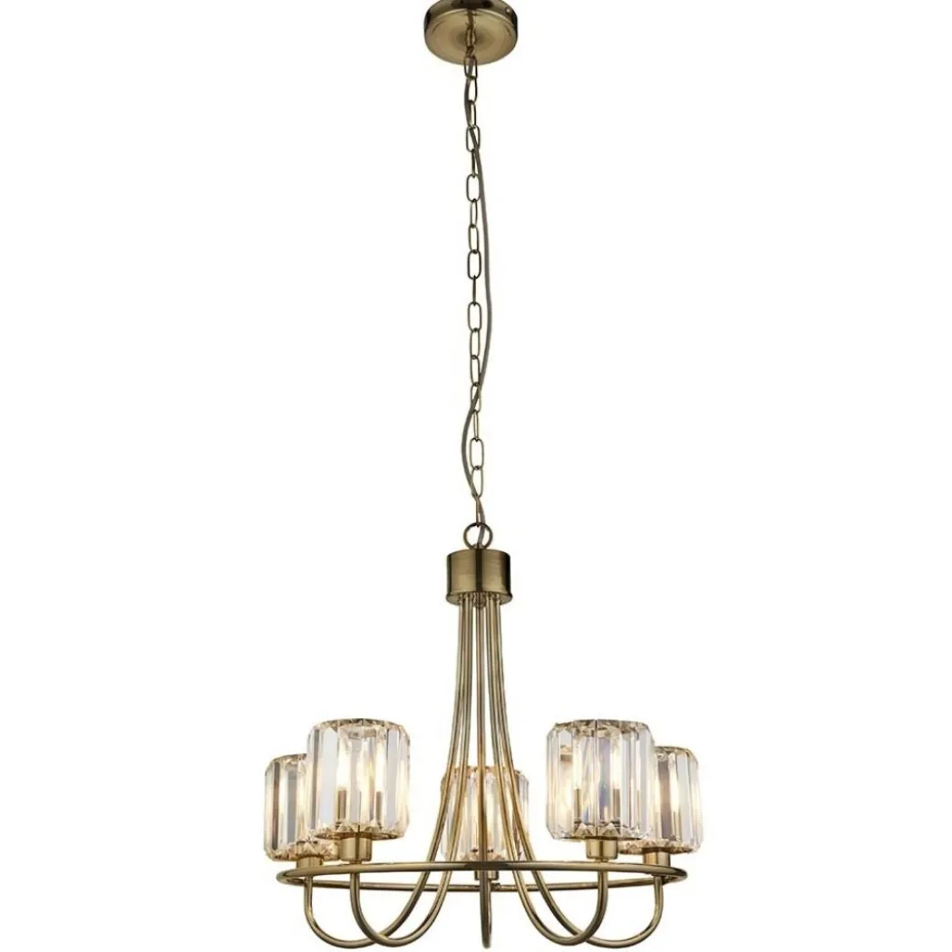 Berenice 5 Light Antique Brass Pendant Ceiling Light