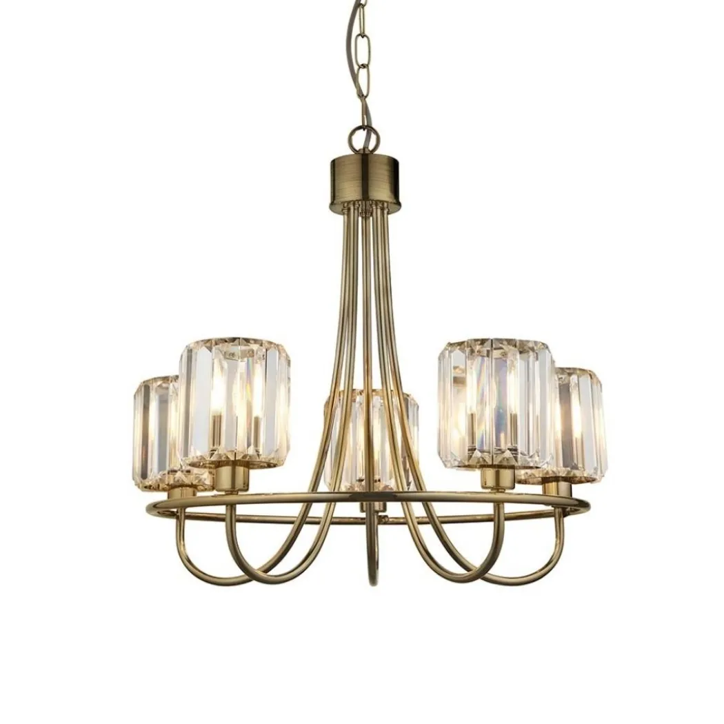 Berenice 5 Light Antique Brass Pendant Ceiling Light
