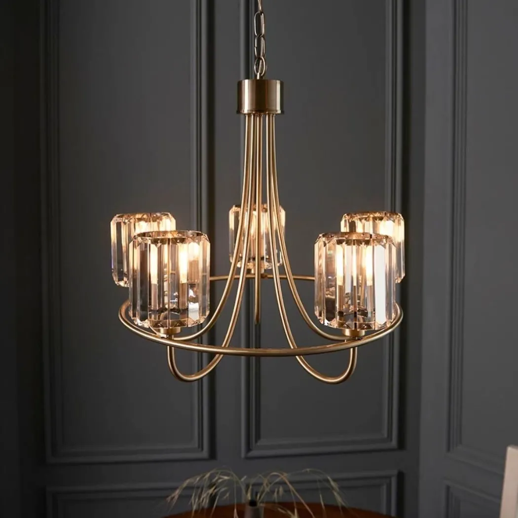 Berenice 5 Light Antique Brass Pendant Ceiling Light