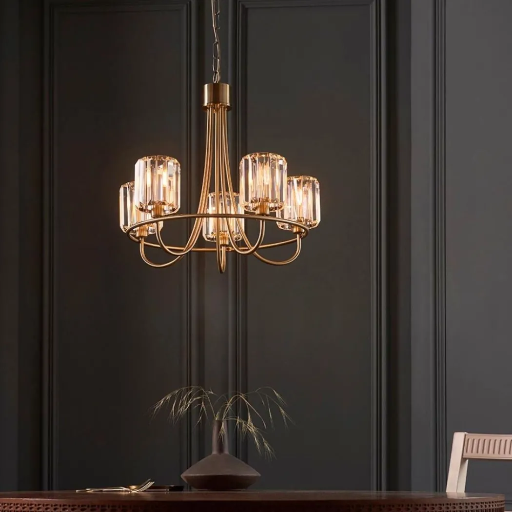 Berenice 5 Light Antique Brass Pendant Ceiling Light