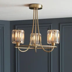 Berenice 3 Light Semi Flush Antique Brass Ceiling Light