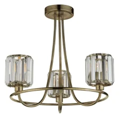 Berenice 3 Light Semi Flush Antique Brass Ceiling Light