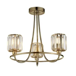 Berenice 3 Light Semi Flush Antique Brass Ceiling Light