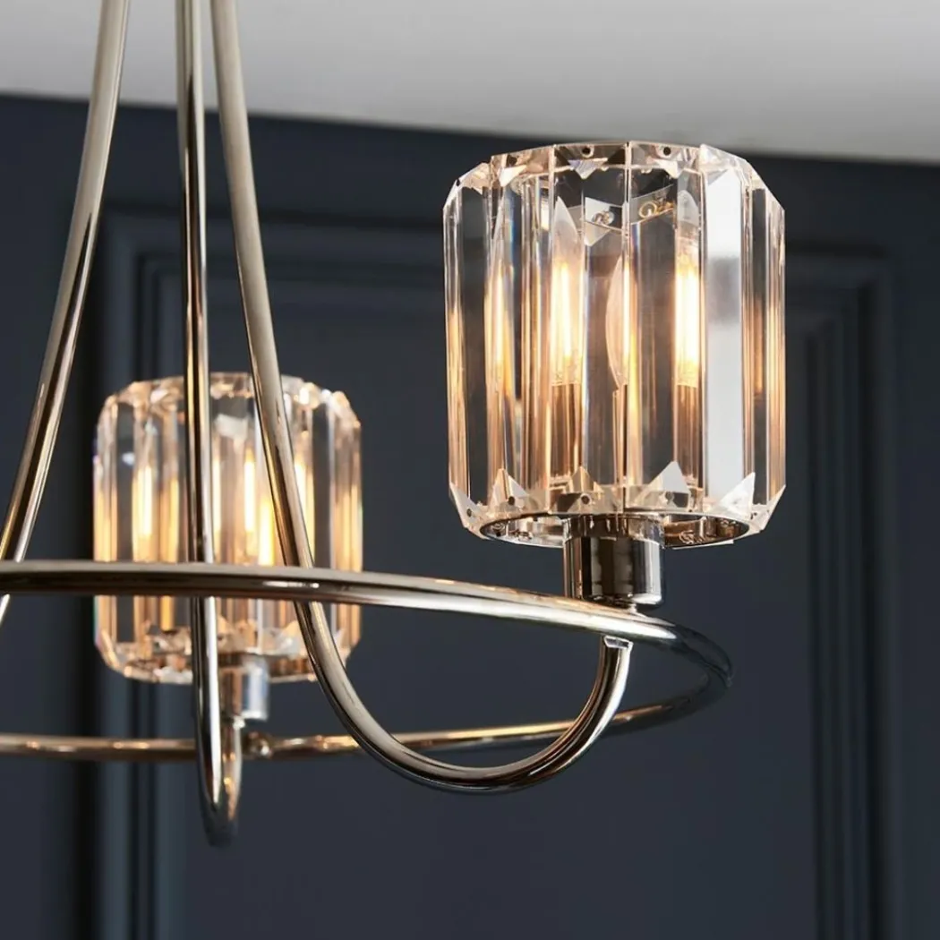 Berenice 3 Light Semi Flush Silver Ceiling Light