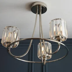 Berenice 3 Light Semi Flush Silver Ceiling Light