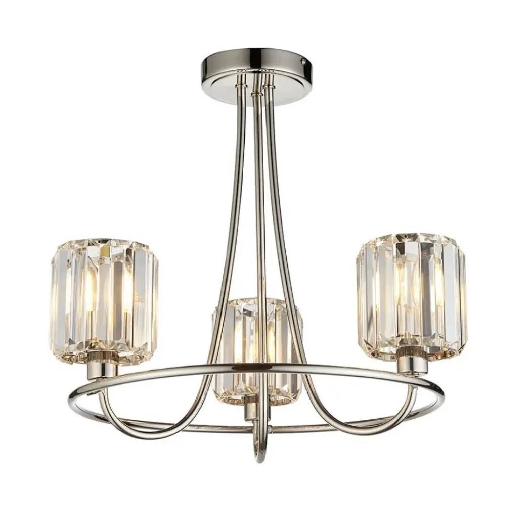 Berenice 3 Light Semi Flush Silver Ceiling Light