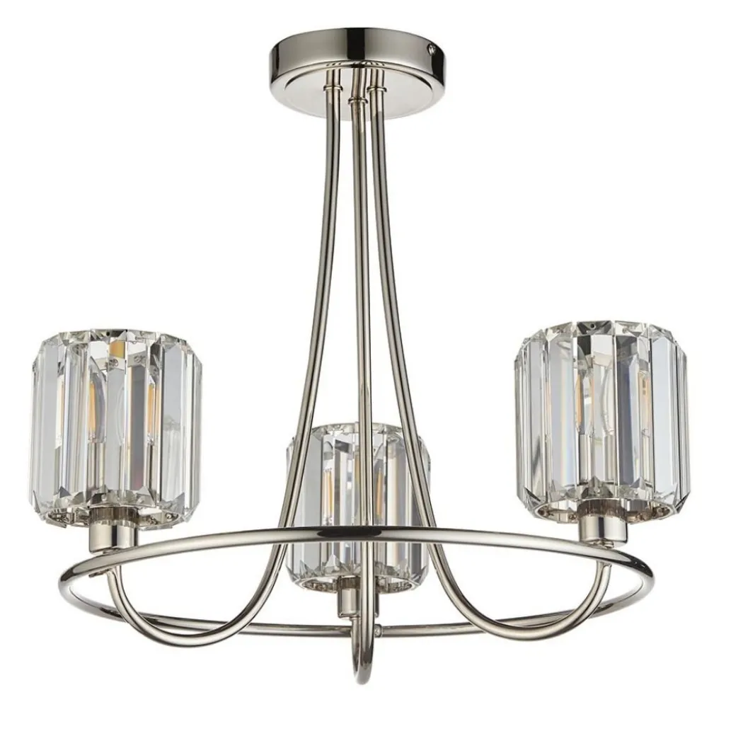 Berenice 3 Light Semi Flush Silver Ceiling Light
