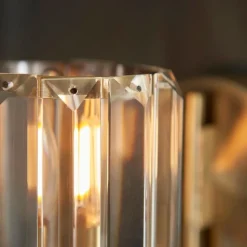 Berenice Antique Brass Wall Light with Faceted Glass Shade