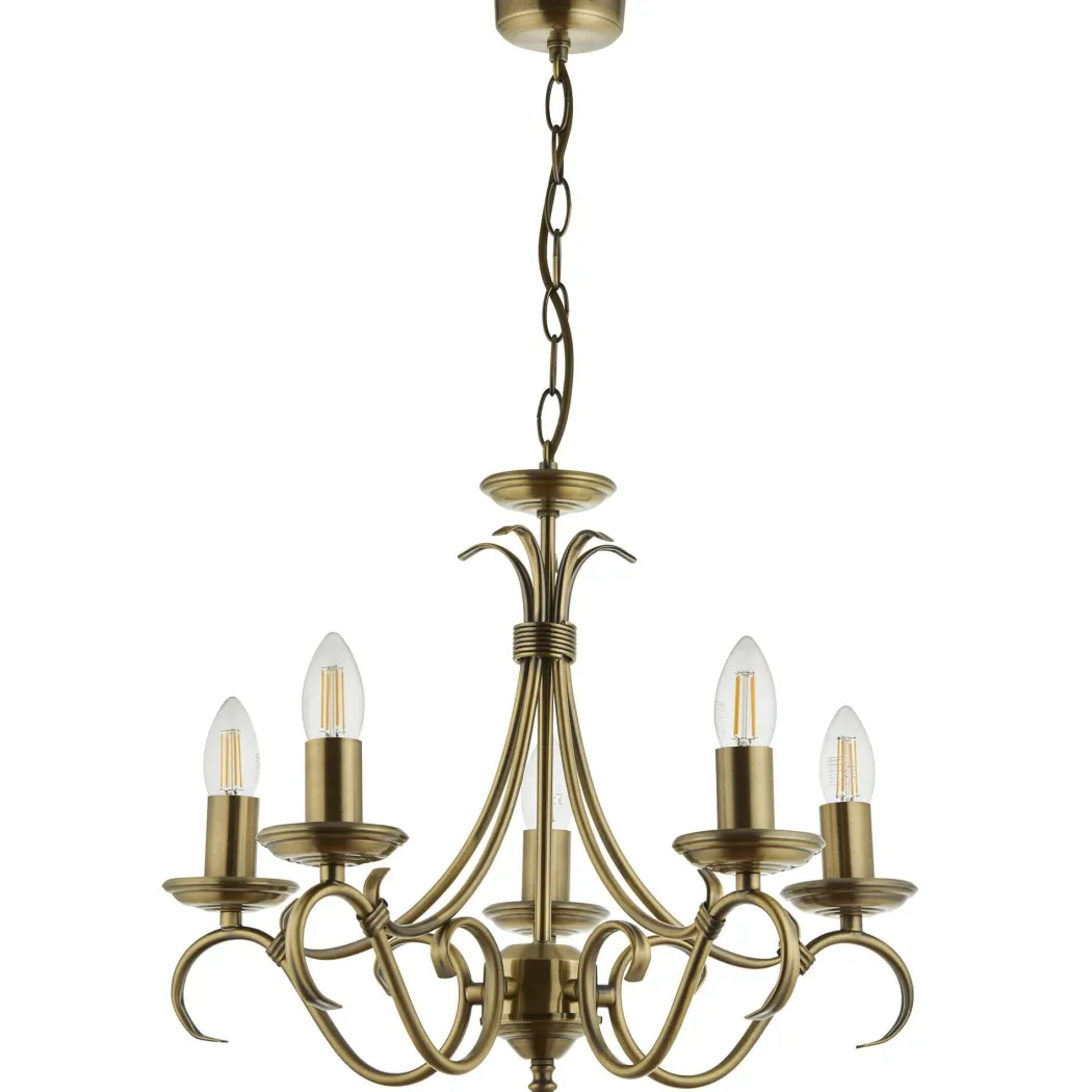 Bernice Antique Brass 6 Light Chandelier Ceiling Light