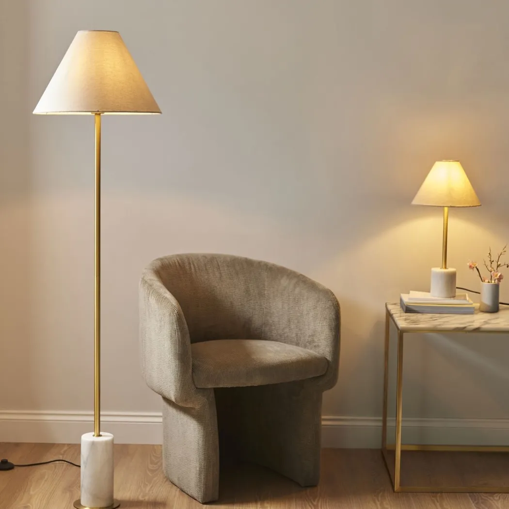 Bertoia Brass & Marble Floor Lamp