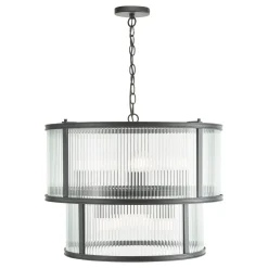 Bianka 6 Light Matte Black & Glass Pendant Ceiling Light
